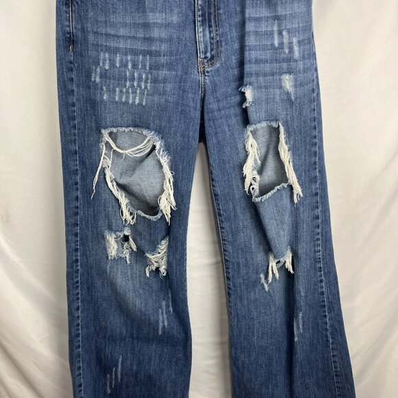 Uniq by Litz Distressed Flared Jeans Women's Size 27 - Picture 3 of 14